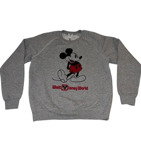 Walt Disney World Mickey Mouse Crewneck Sweatshirt Gray Adult M Pullover - Picture 2 of 5